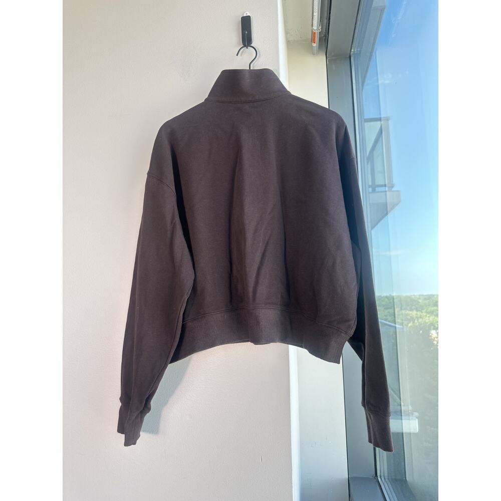 Lilysilk Heirloom '89 Half-zip Espresso Cotton Mulberry Silk Blend Pullover Sz L - Picture 11 of 12
